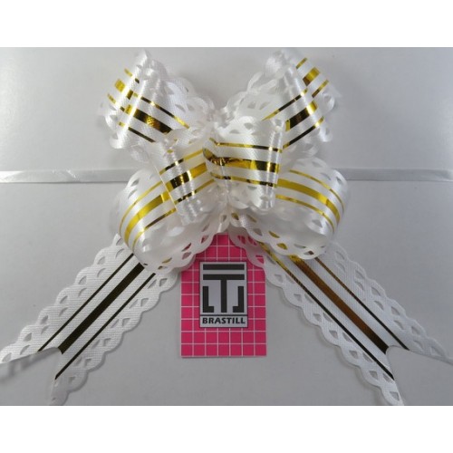 Laço Pronto Rendado Branco 3cm x 48cm